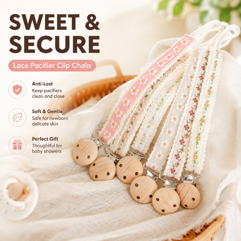 Baby Products For Newborn - Prendedor de Chupeta de Renda para